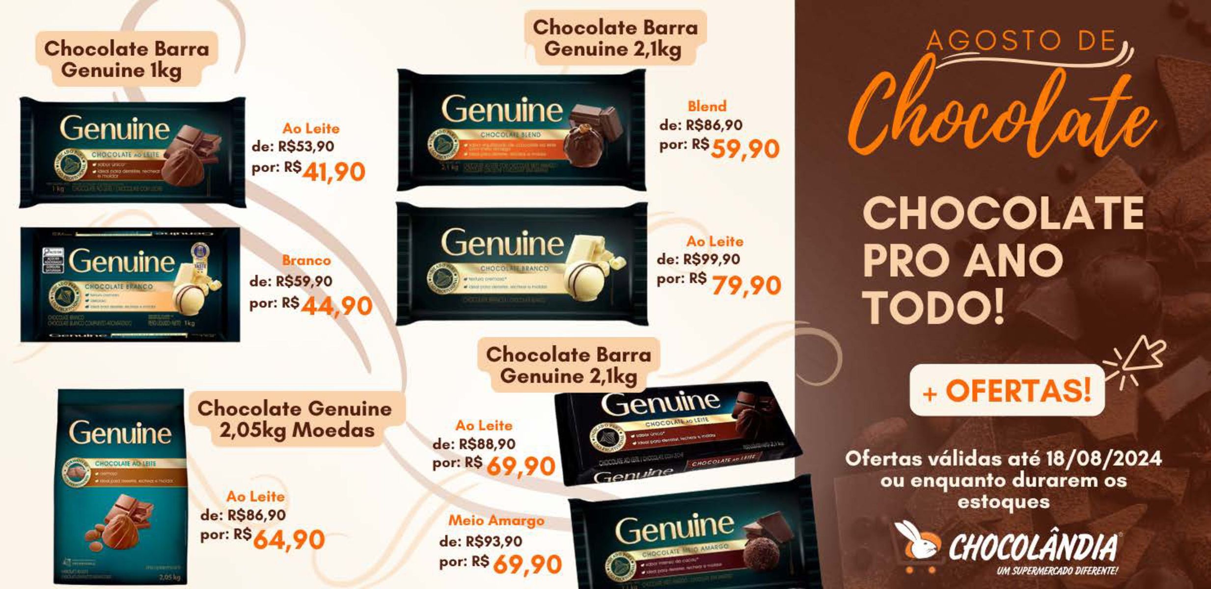 Promoção de Chocolates Genuine e Barras de Chocolate