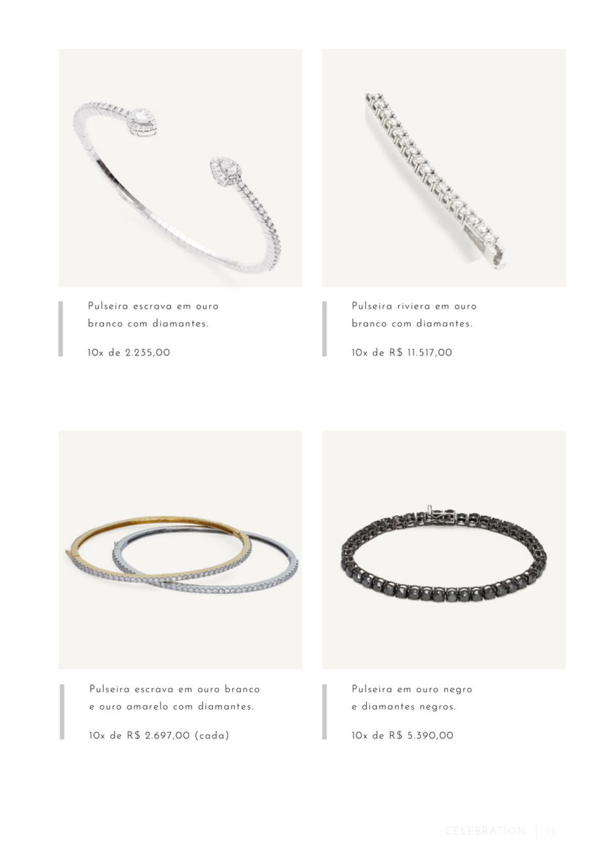 Pulseiras de ouro branco com diamantes em promoção