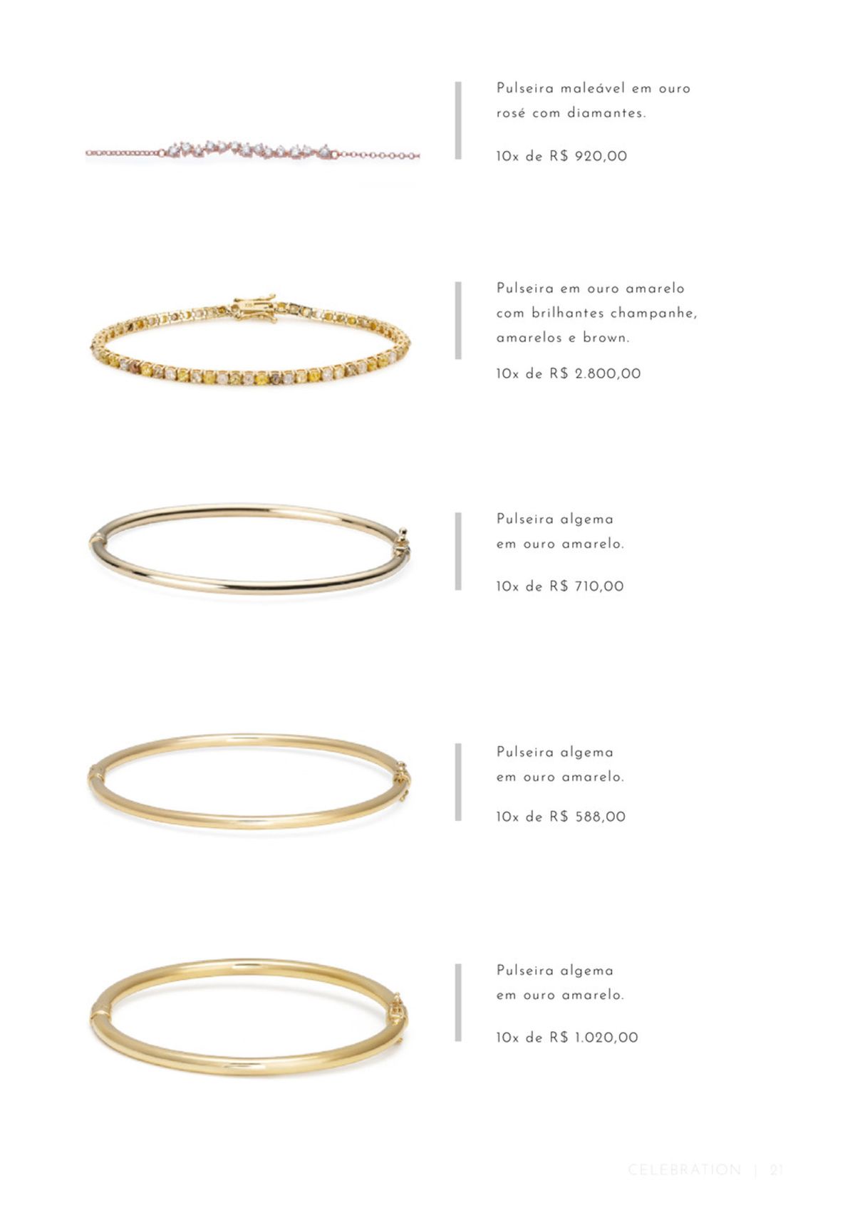 Pulseiras em ouro amarelo com brilhantes em promoção