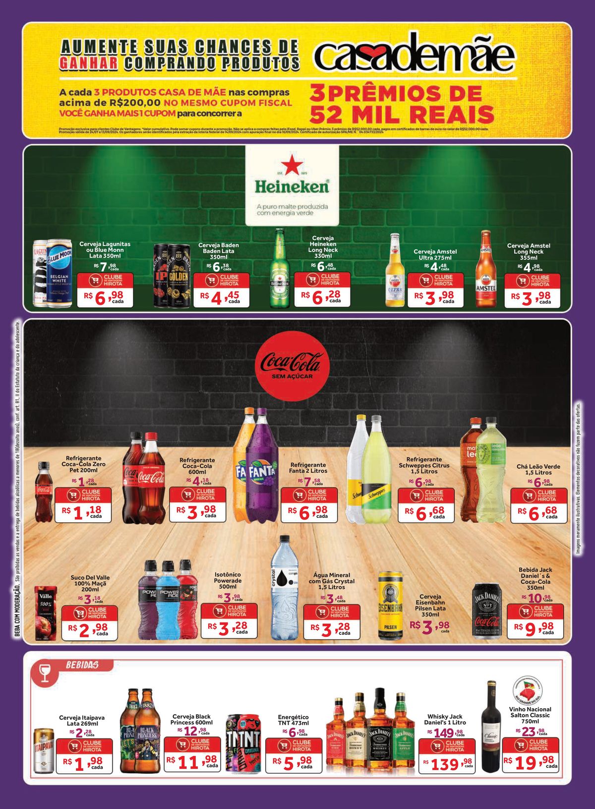 Promoção de cervejas e vinhos nacionais no Hirota Food Supermercado