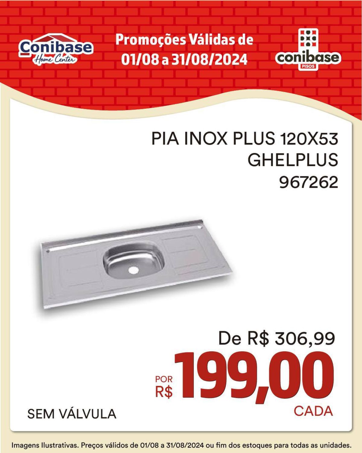 Promoção: PIA INOX PLUS 120X53