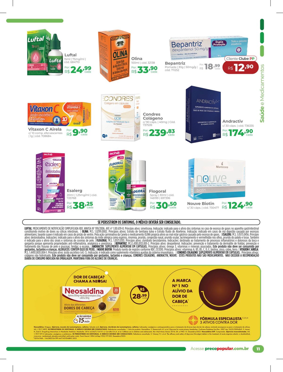 Promoção de medicamentos e suplementos na Farmácia Preço Popular