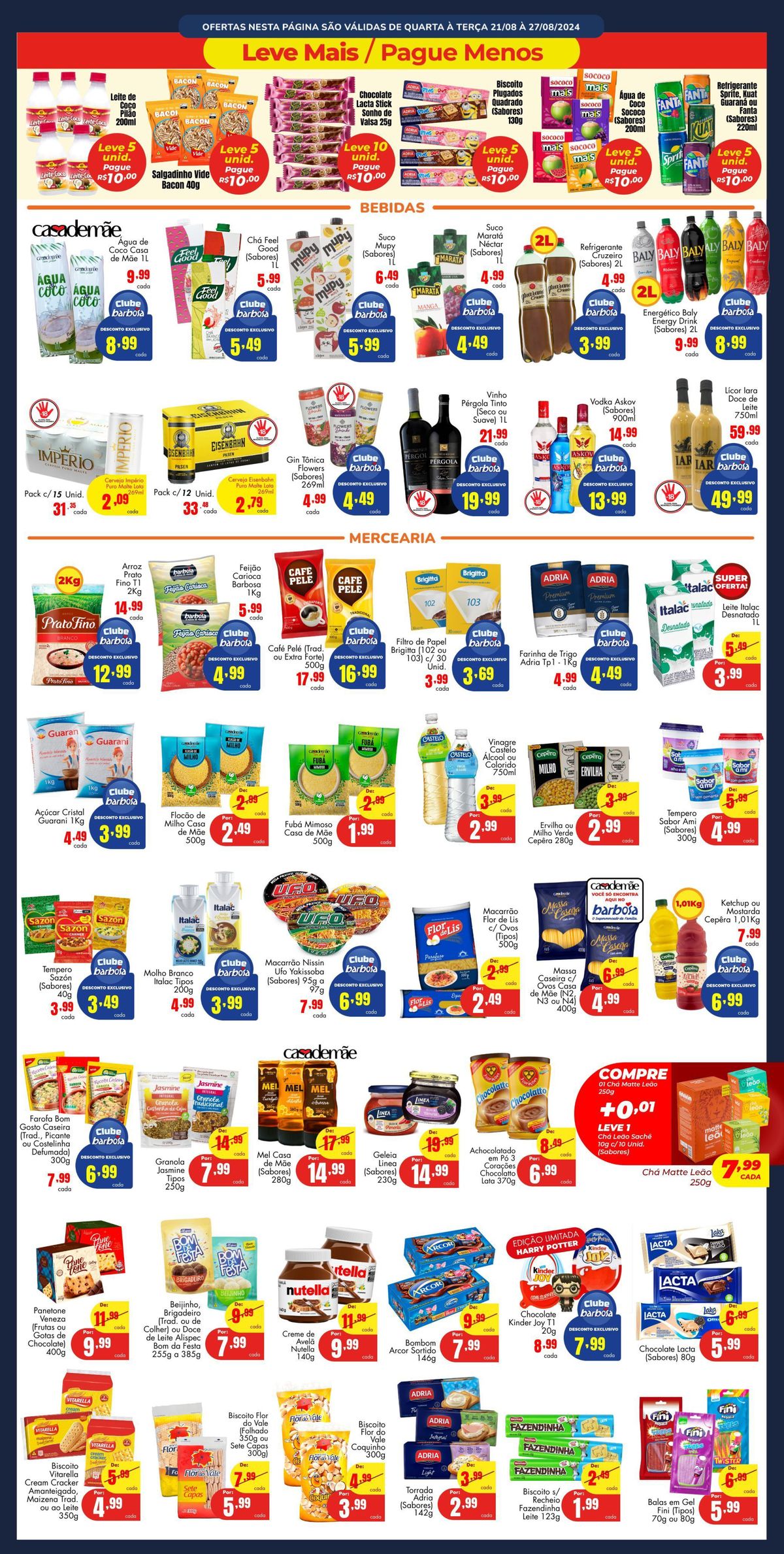 Promoções de supermercado válidas de 21/08 à 27/08/2024