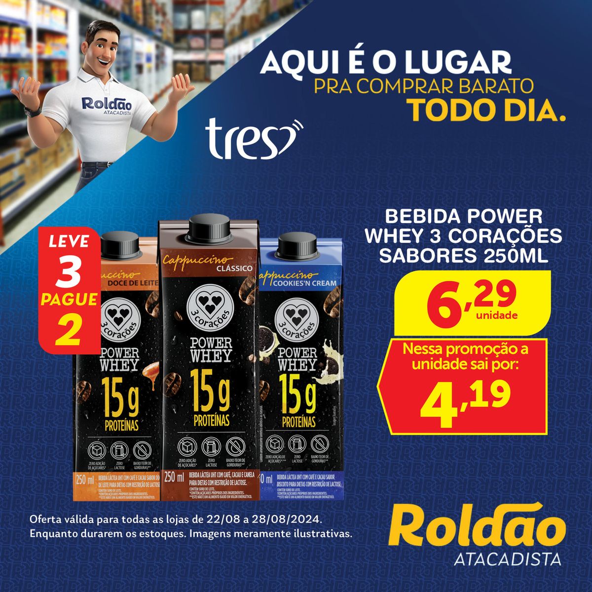 Promoções de Bebidas 3 Corações, Encarte Roldão, 28-08-2024, Roldão