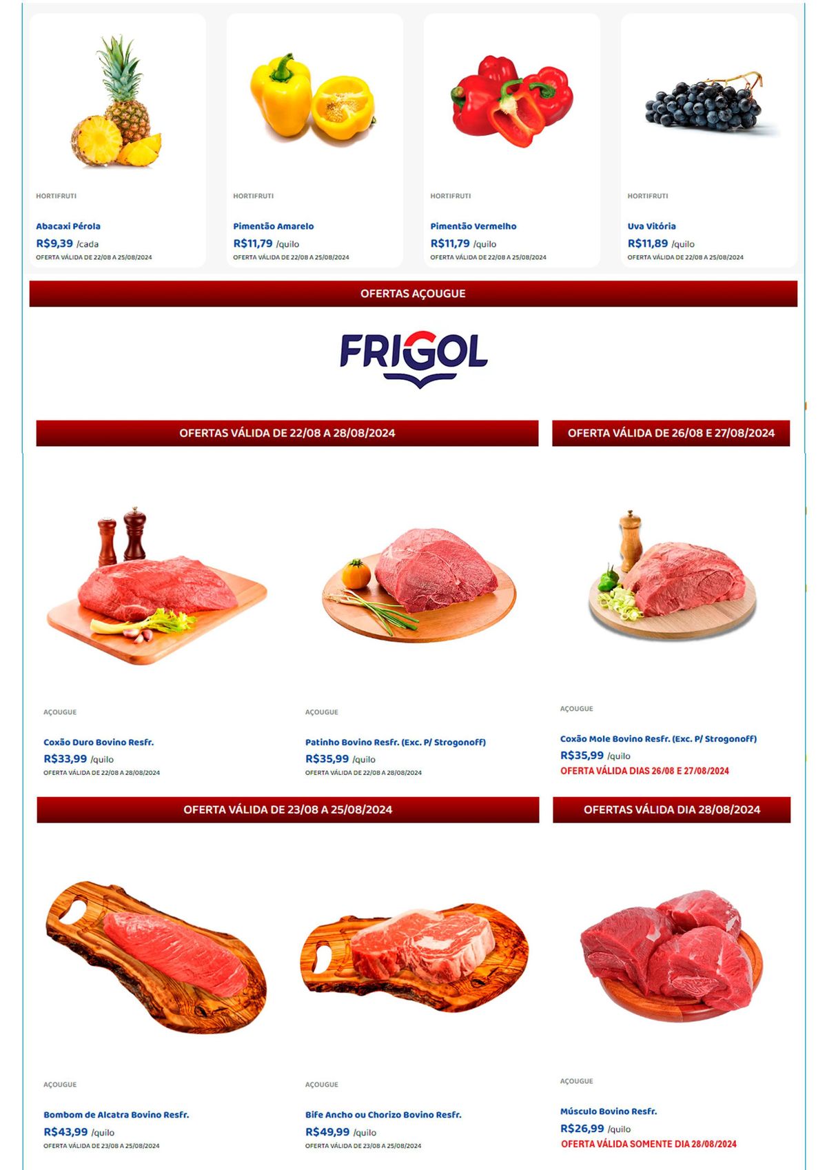 Ofertas de Frutas e Legumes e Cortes de Carne