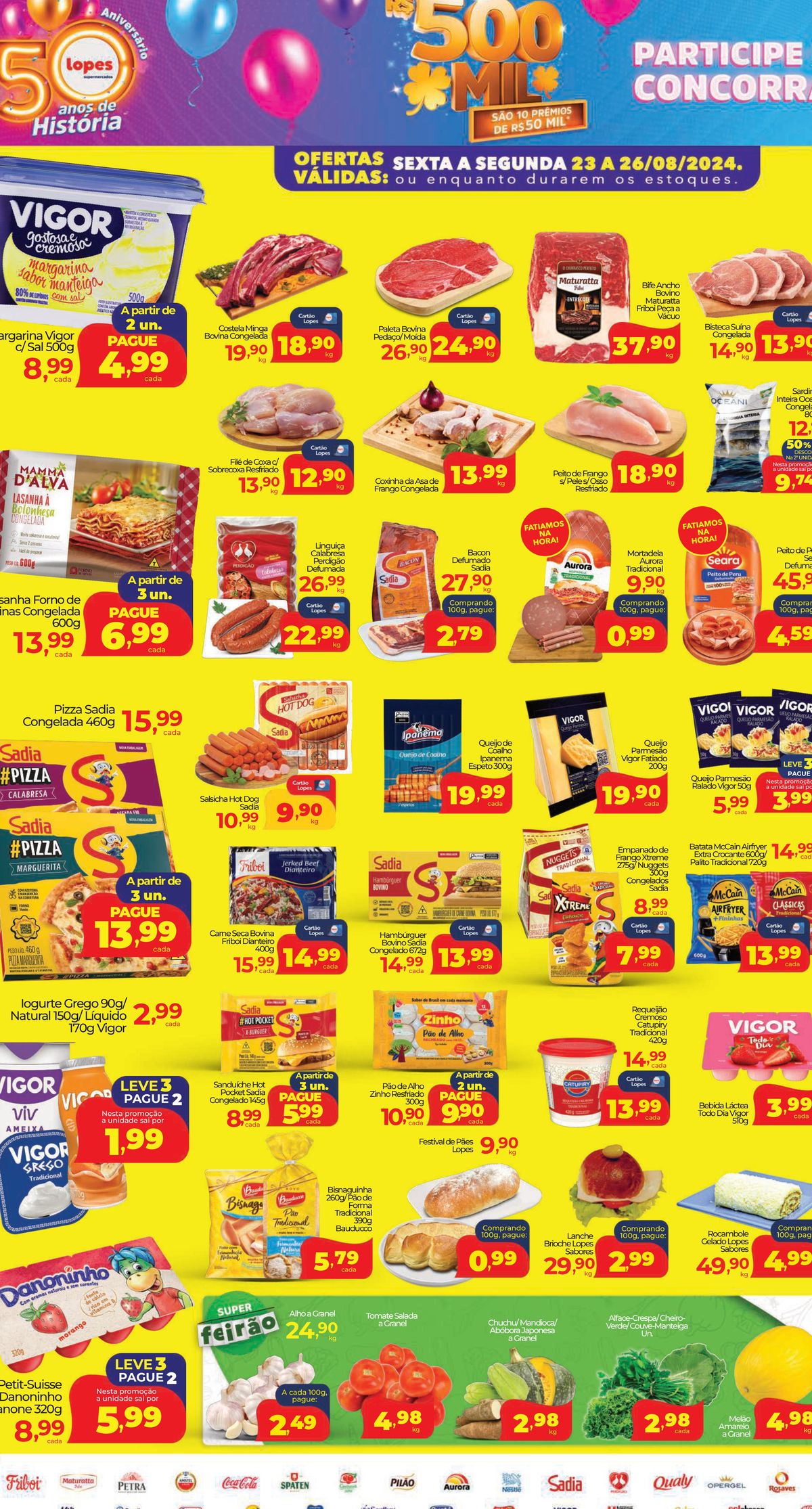 Ofertas de sexta a segunda 23 a 26/08/2024 - Congelados, laticínios e pães em promoção