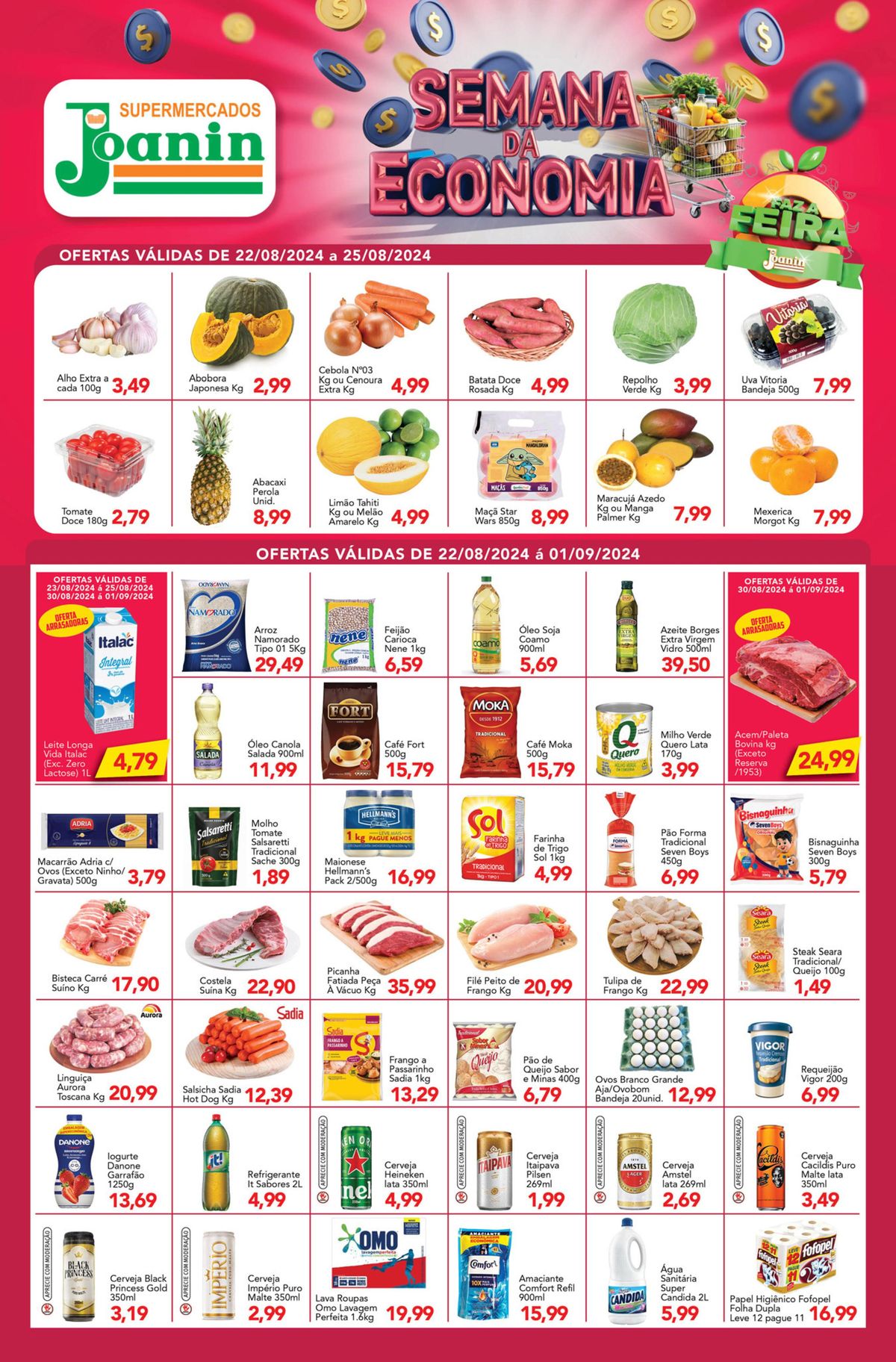 Ofertas em Supermercados% - Feijão Namorado, Óleo Soja Coamo, Macarrão Adria, Picanha Queijo, Cerve