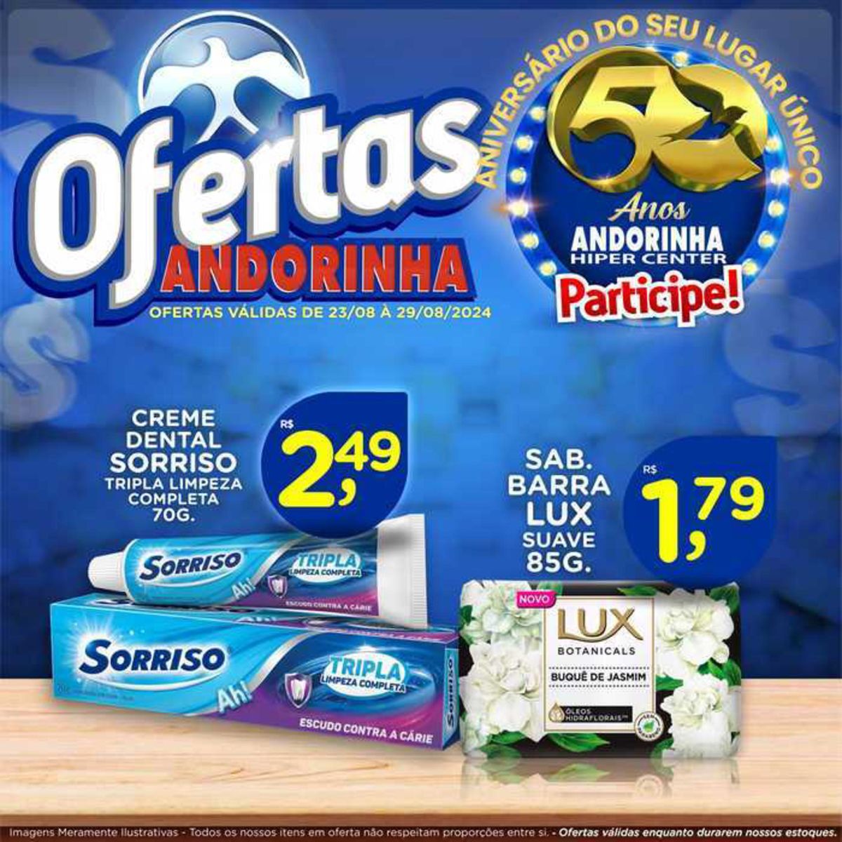 Oferta de produtos de limpeza e higiene pessoal