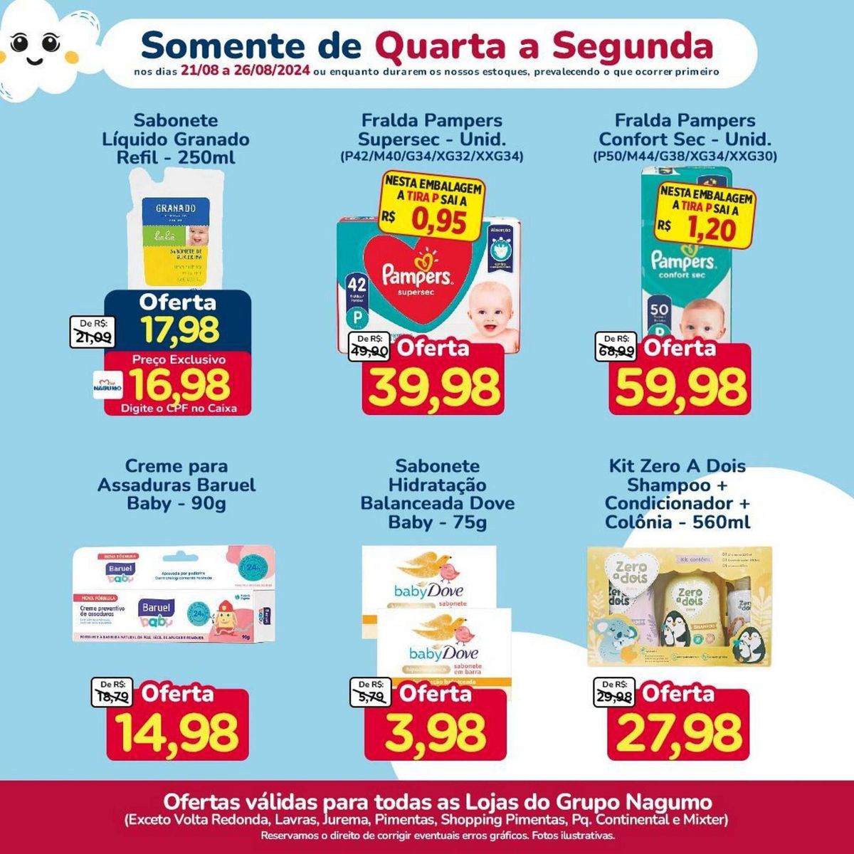 Sabonete Líquido Granado Refil 250ml e Creme para Assaduras Baruel Baby 90g em oferta