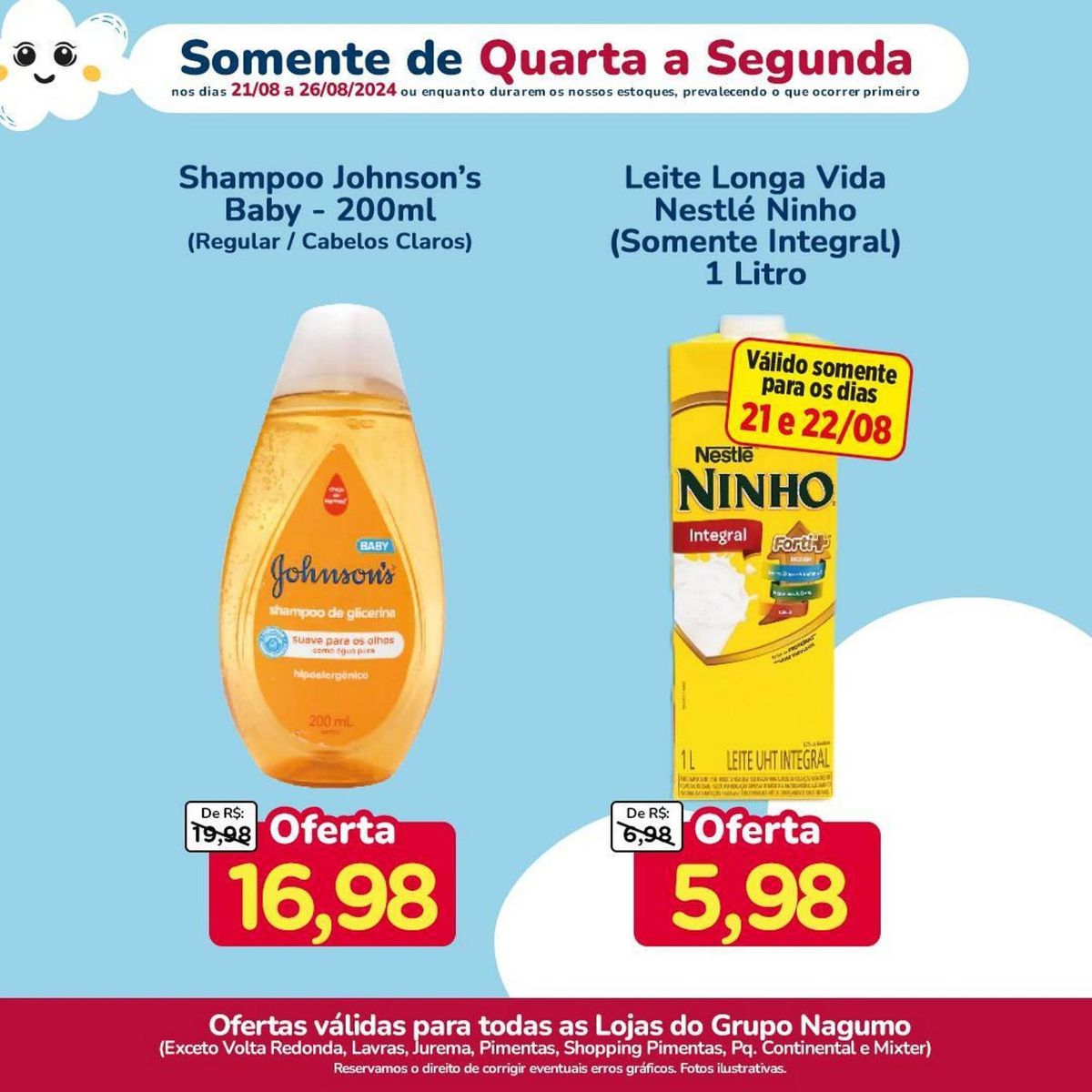 Johnson's Baby Shampoo e Leite Longa Vida Nestlé em promoção!