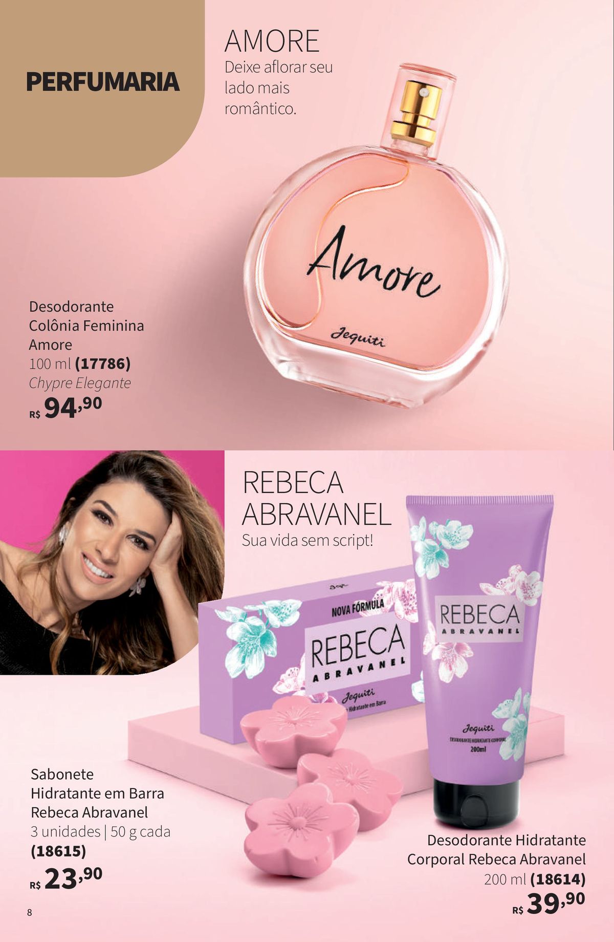 Desodorante Colônia Feminina Amore e Sabonete Hidratante em Barra Rebeca Abravanel em promoção