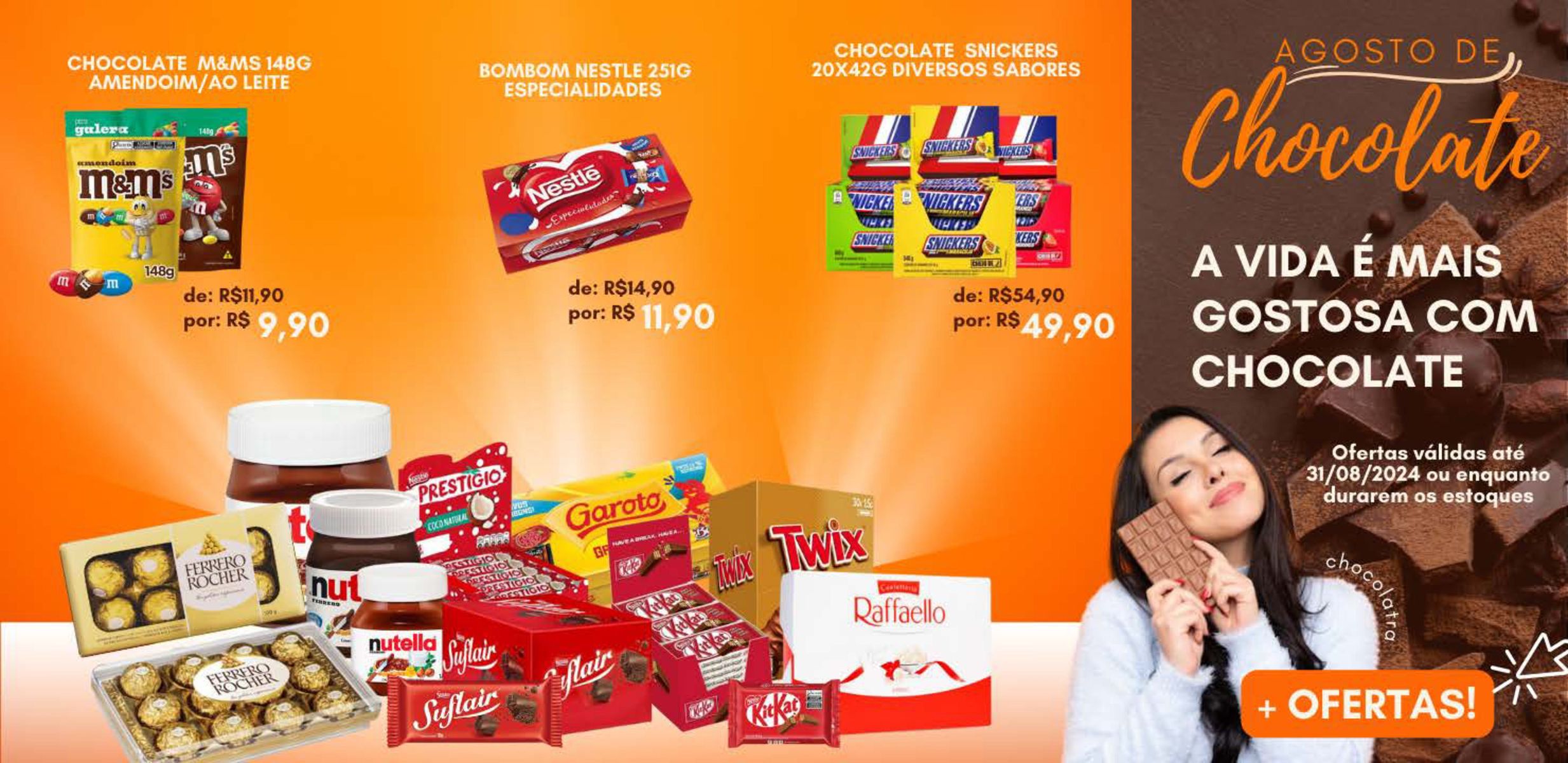 Chocolate M&Ms, Bombom Nestle e Amendoim/Amendoim Leite em Promoção!