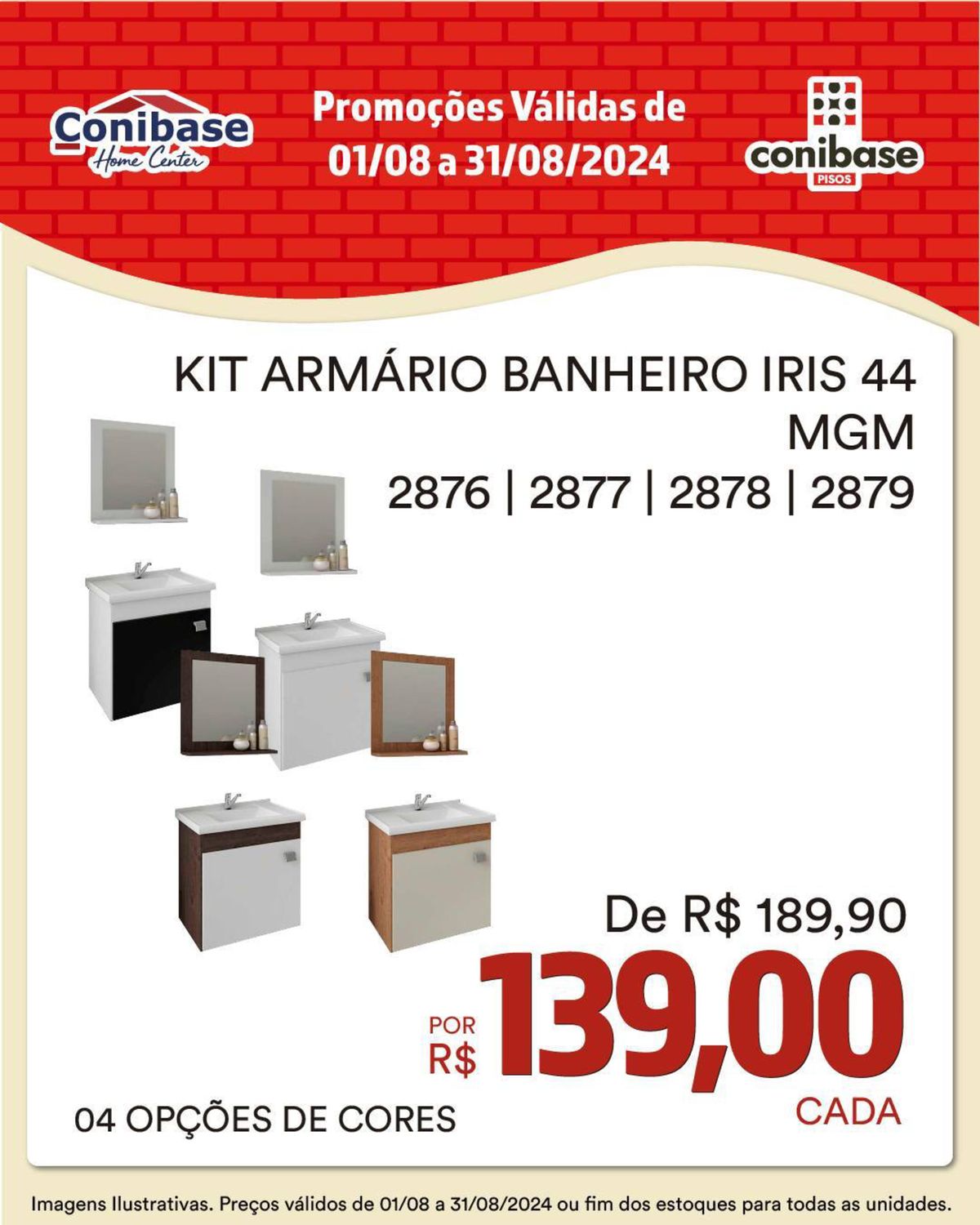 KIT ARMÁRIO BANHEIRO IRIS 44 - 04 OPÇÕES DE CORES