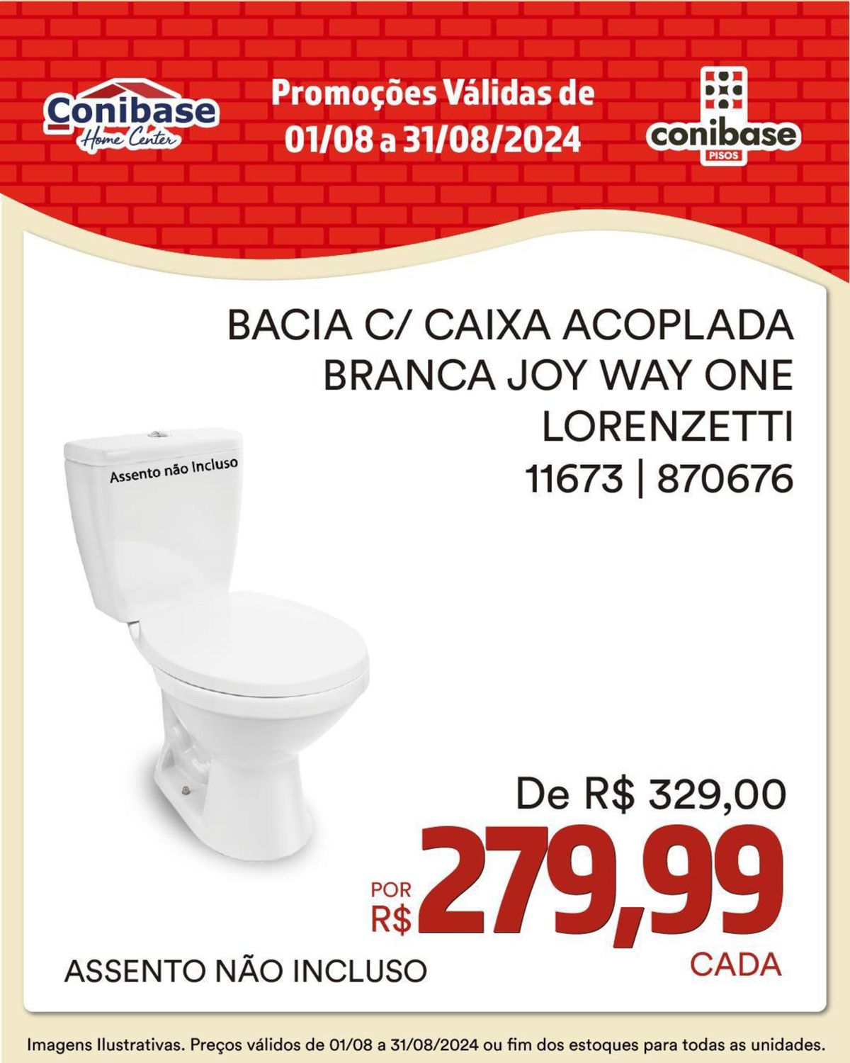 Diversos produtos de banheiro e decoração, Encarte Conibase, 31-08-2024, Conibase