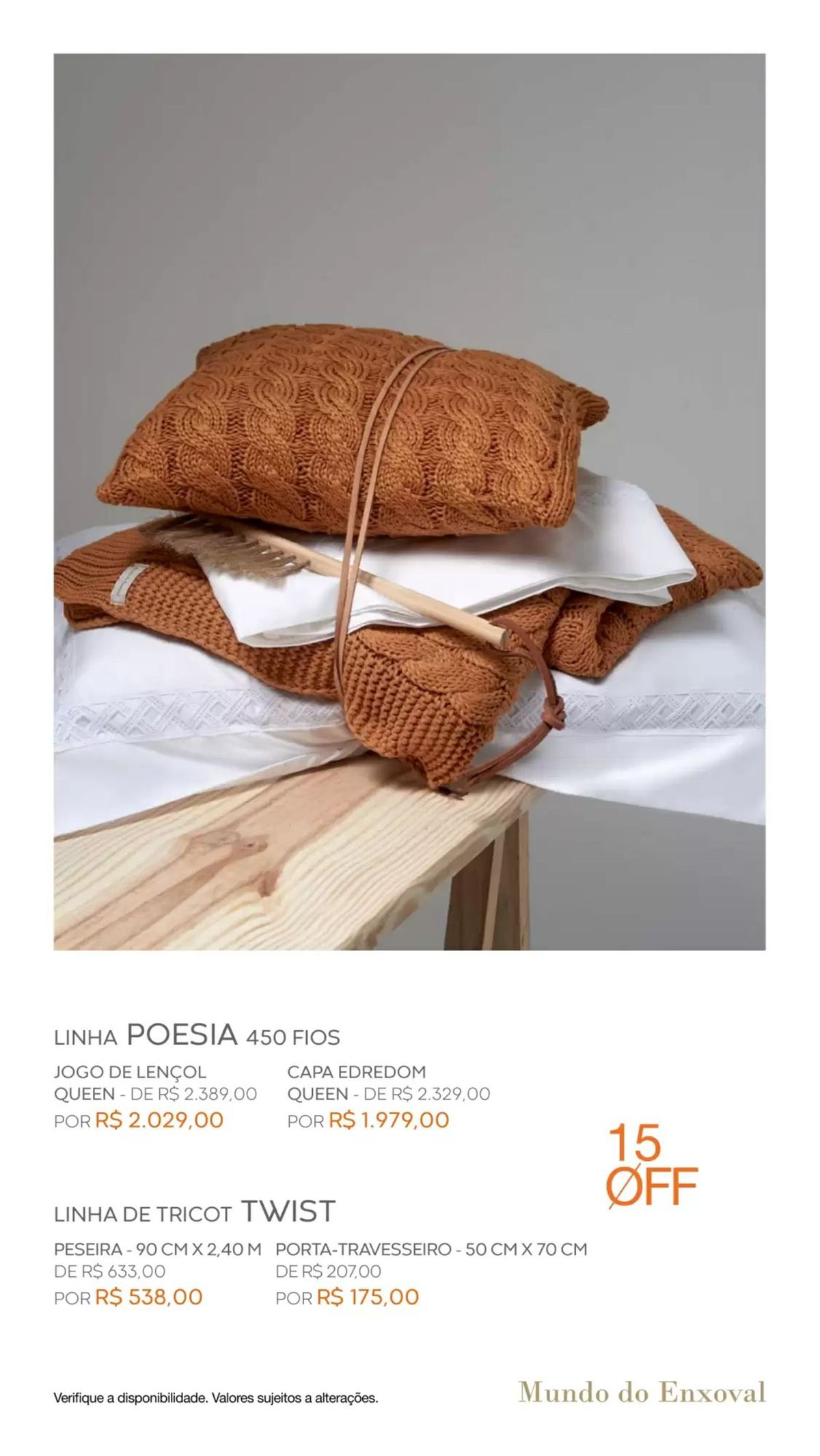 Lençol, capa edredom e tricot twist em promoção