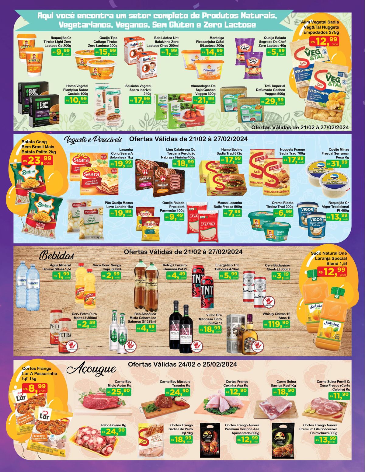 Promoções de Supermercado - Alim Vegetal Sadia, Queijos Tirolez, Batata Cong, Nuggets, Linguiça Cal